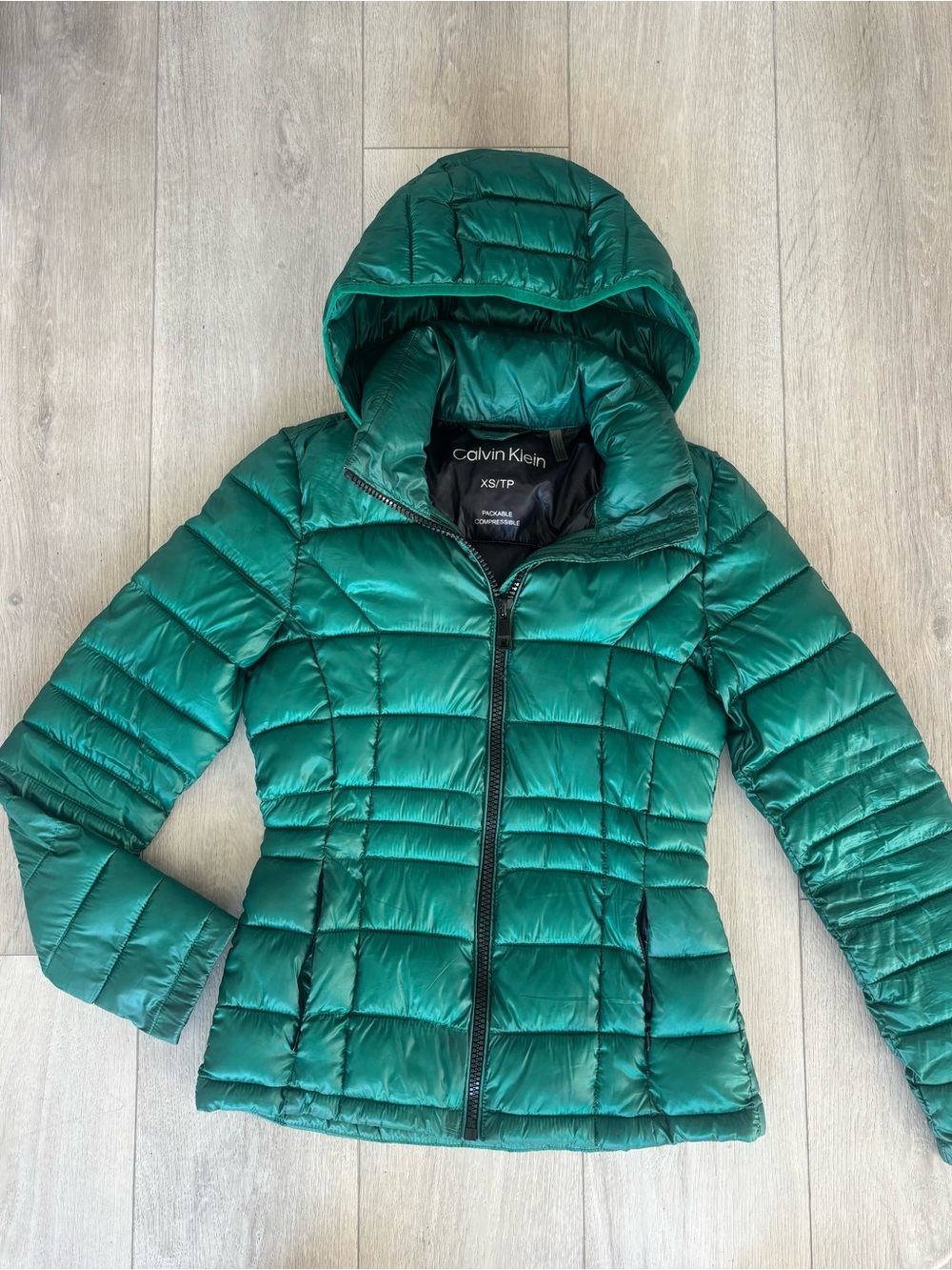 Calvin Klein Green lightweight hooded Puffer Jacket